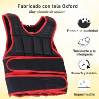 Chaleco Lastrado Ajustable de Entrenamiento Máx. 15 kg con Pesos Individuales 40x59 cm Negro y Rojo