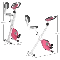 Bicicleta Estática para Ejercicios Profesional Bicicleta Vertical Plegable de Forma X con 8 Niveles Resistencia Magnética Asiento con Altura Ajustable Acero 43x97x109 cm Rosa