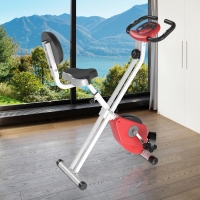 Bicicleta Estática para Ejercicios Profesional. Bicicleta Vertical Plegable de Forma X con 8 Niveles Resistencia Magnética. Asiento con Altura Ajustable Acero 43x97x109 cm Rojo