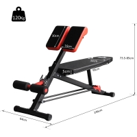 Banco de Mancuerna Inclinable con 4 niveles de altura ajustable Banco de Pesas Musculación Multifuncional para Entrenamiento Completo 64x146x73.5-85cm