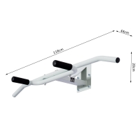 Barra de Dominadas Fija de Pared para Abdominales y Ejercicios de Musculación - Blanco - 118x44x20cm