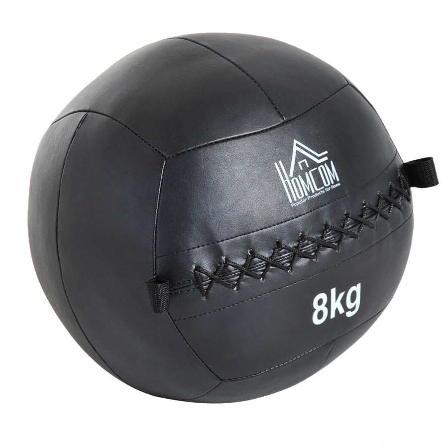 Balón Medicinal de Crossfit 8Kg con Asas tipo Pelota de Ejercicios de Cuero y PU Ф35cm