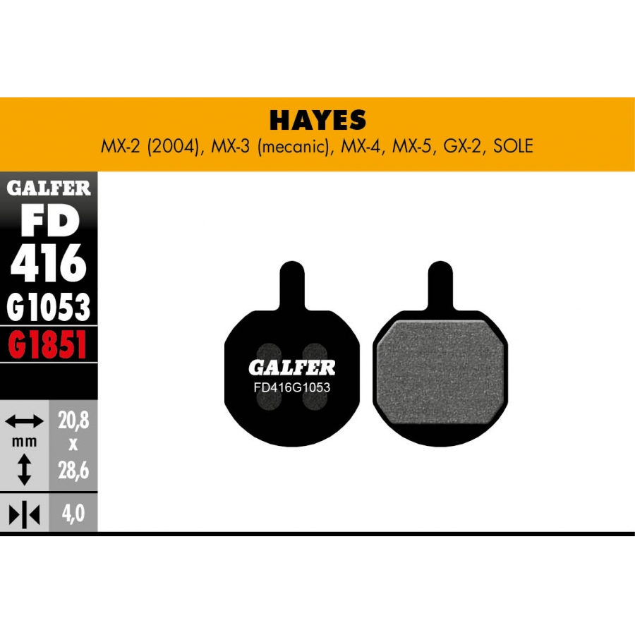 PASTILLAS FRENO GALFER DISCO STANDARD BRAKE PAD HAYES MX2  M