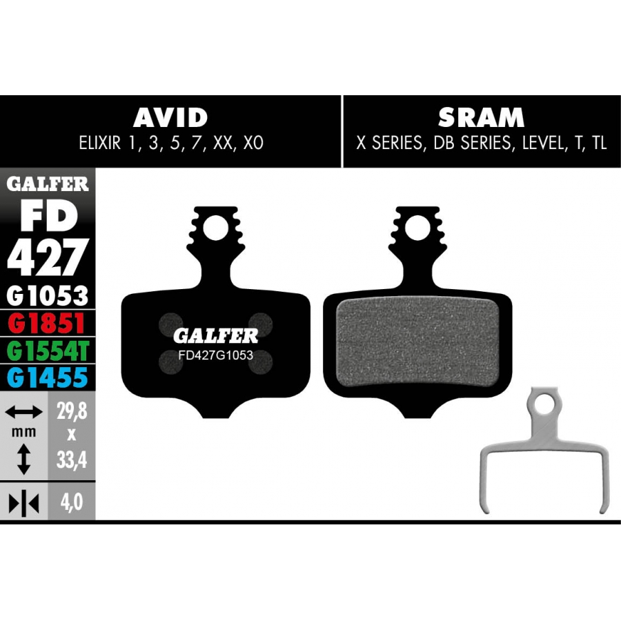 PASTILLAS FRENO GALFER DISCO STANDARD BRAKE PAD AVID ELIXIR