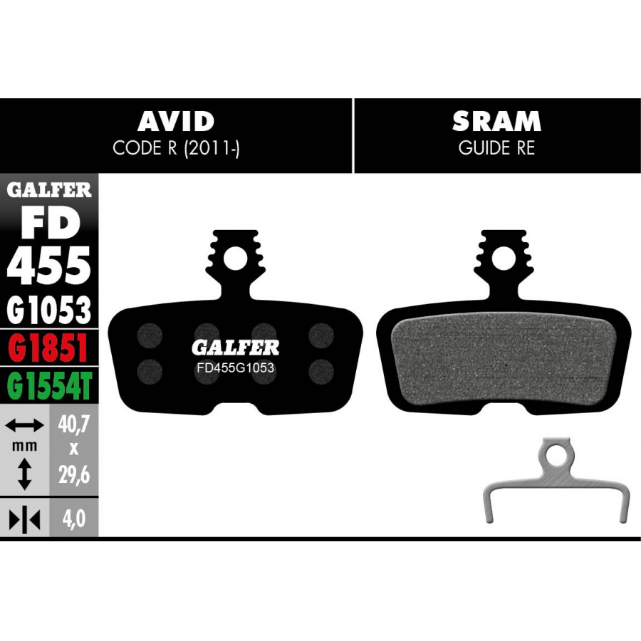 PASTILLAS FRENO GALFER DISCO STANDARD BRAKE PAD AVID CODE R