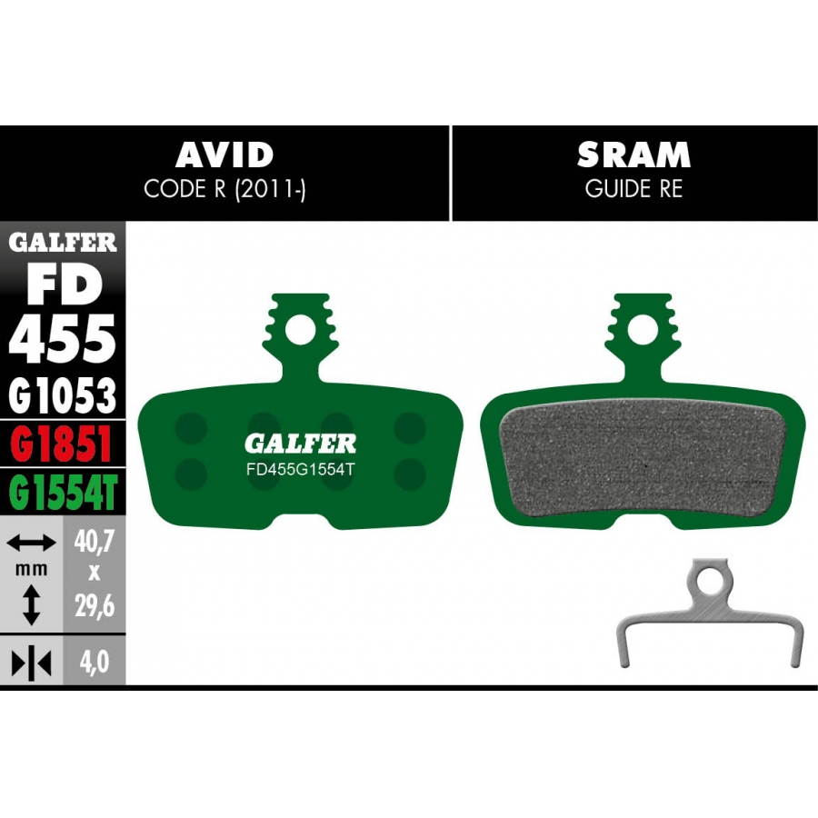 PASTILLAS FRENO GALFER DISCO PRO BRAKE PAD AVID CODE R (11-)