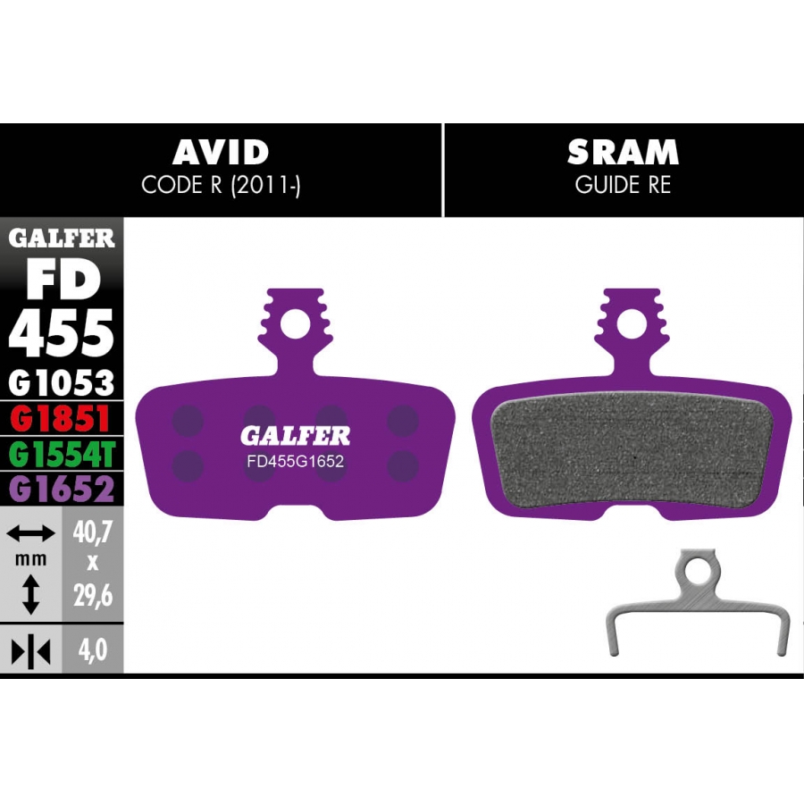 PASTILLAS FRENO GALFER DISCO E-BIKE BRAKE PADS AVID CODE R (