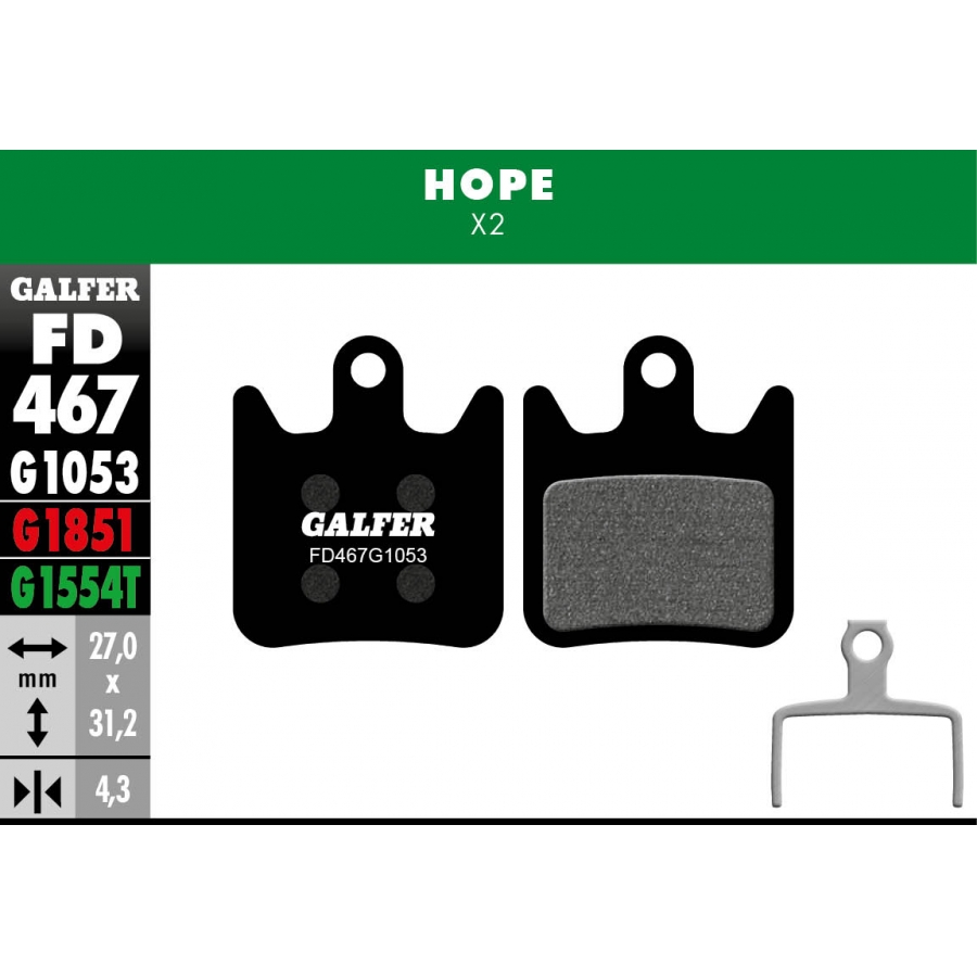 PASTILLAS FRENO GALFER DISCO STANDARD BRAKE PAD HOPE X2