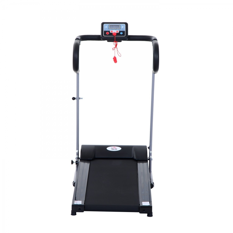 Cinta de Correr Plegable y Eléctrica de 500W para Fitness 1-10Km/h con Pantalla LCD y Carga Máx. 110 kg Negro y Gris